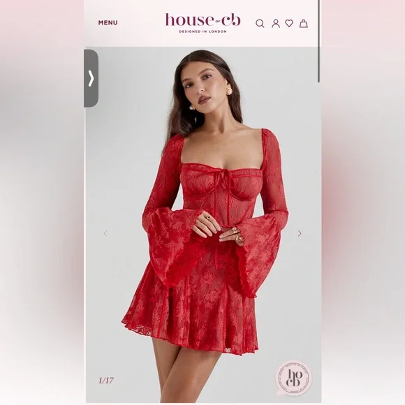 (NEW) House of CB Analissa Scarlet Lace Corset Dress – NWT - Picture 5 of 10